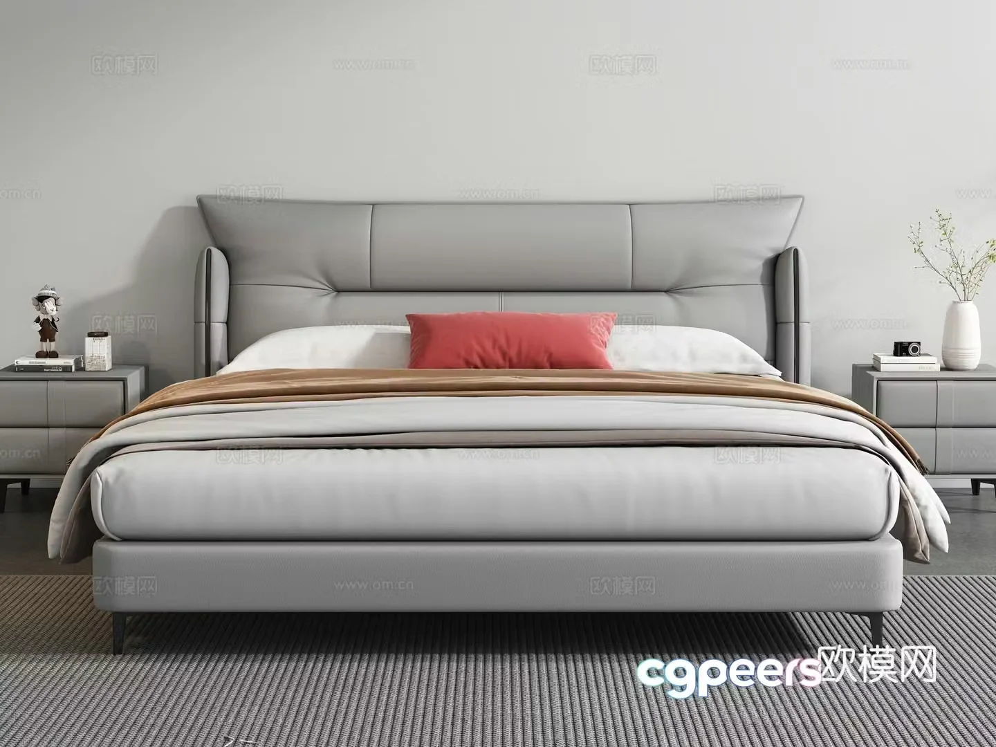 Modern double bed 3d model