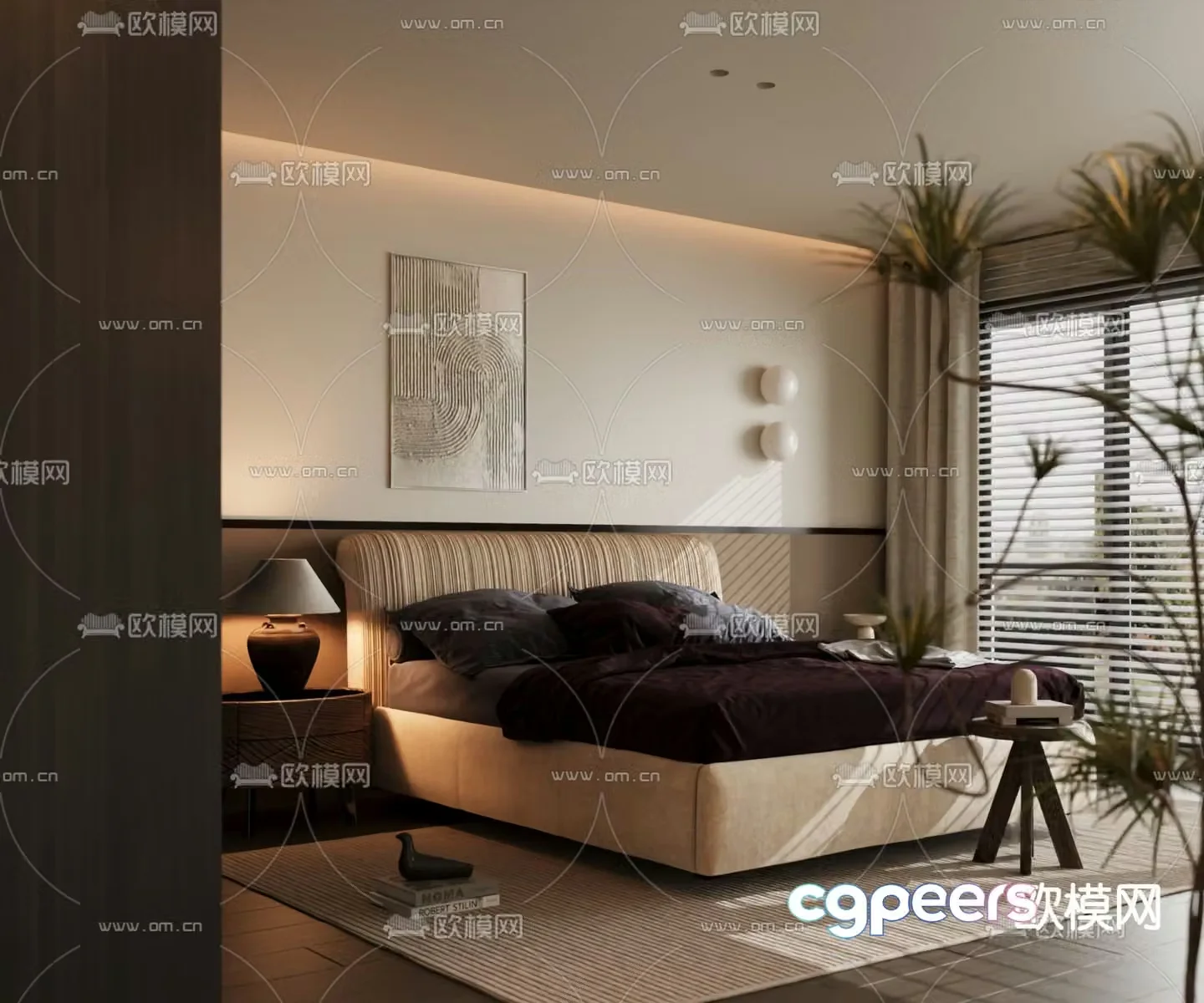 Italian double bed 3d model