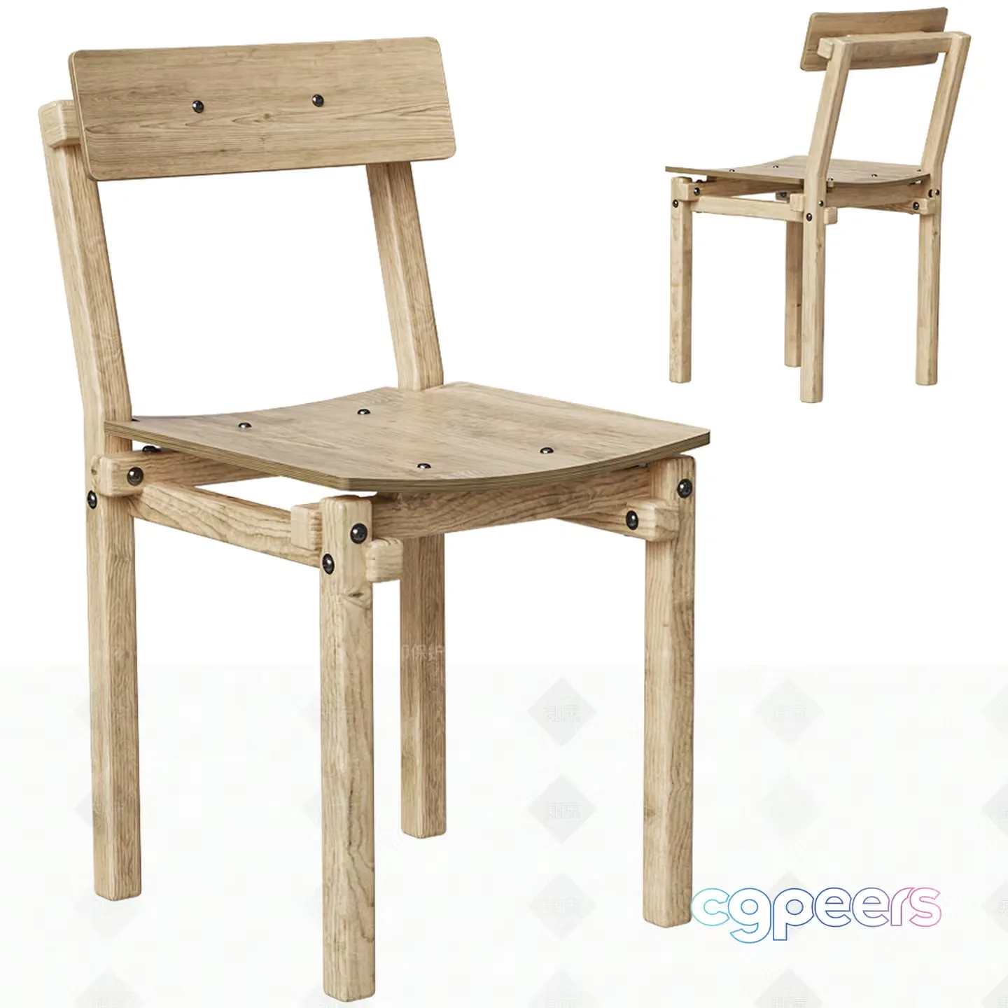 Wooden Dining Chair 3D Model – 112 – VRAY Render