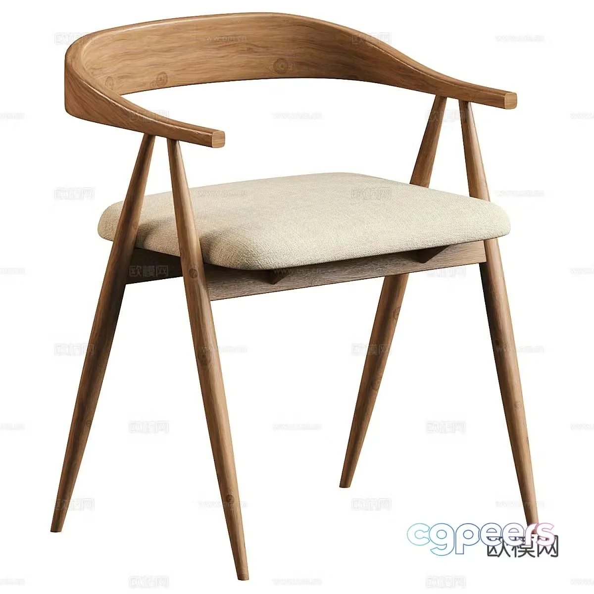 New Chinese style Ercol Lugo single chair dining chair 3d model
