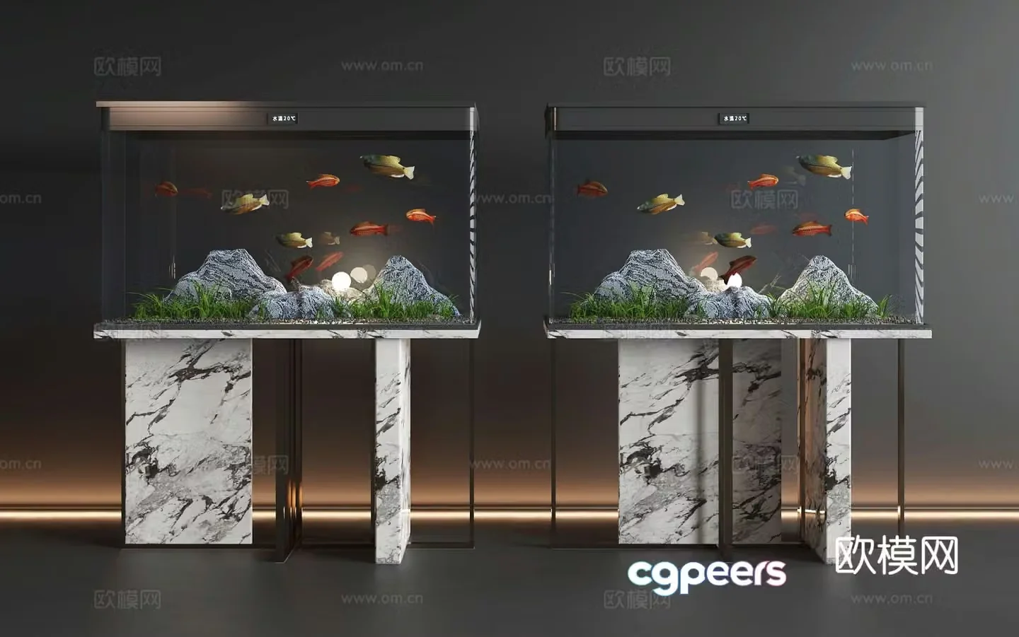Modern fish tank aquarium 3d model