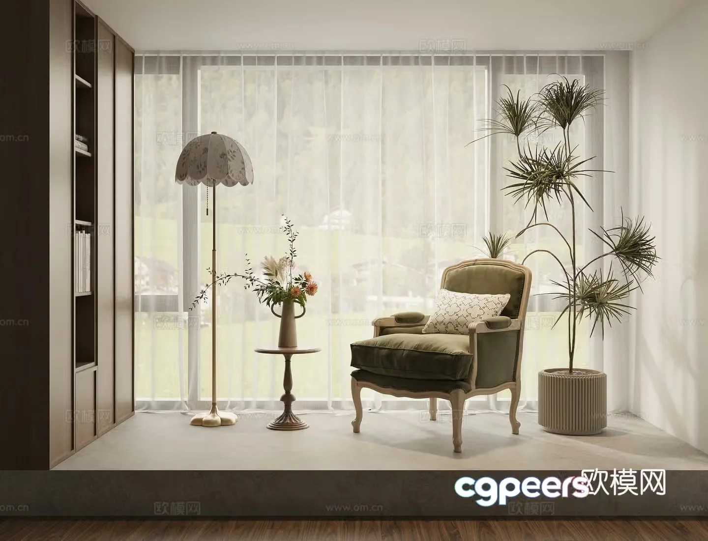 French lounge chair armchair 3d model