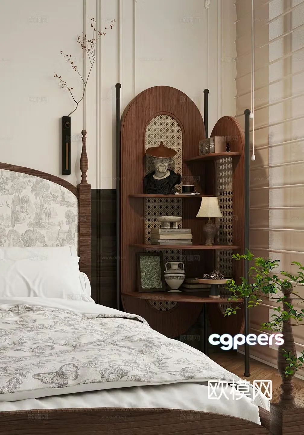 Modern medieval storage rack medieval style tripod retro style decorative rack corner rack tripod 3d model