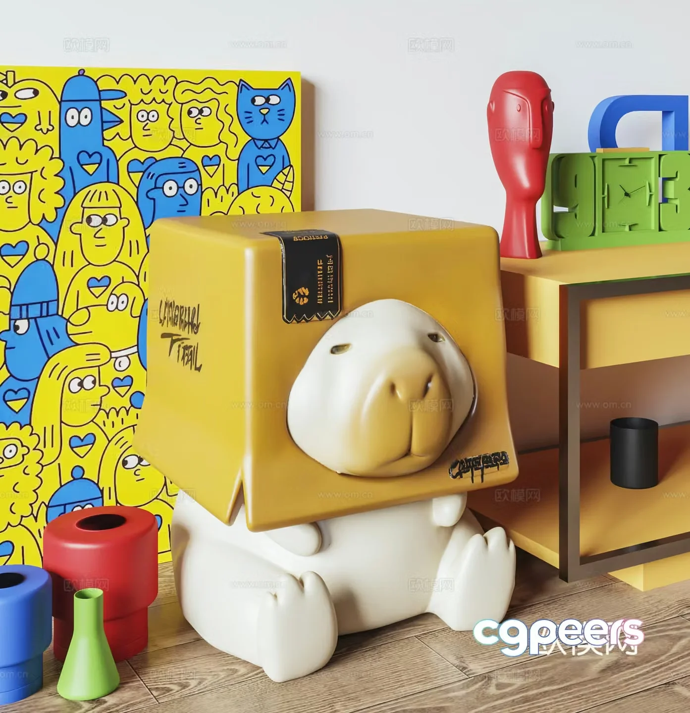 Modern cartoon shoe changing stool 3d model