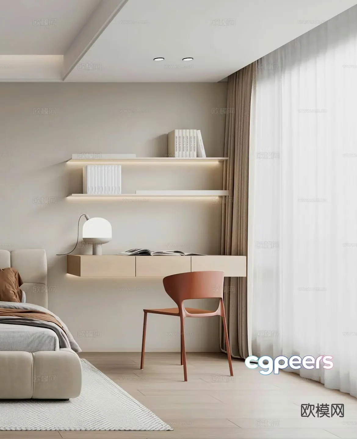 modern desk writing desk 3d model