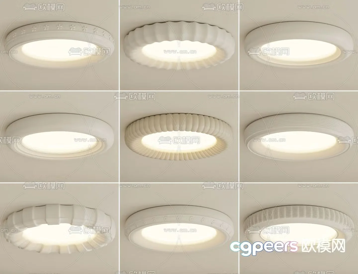 Cream style ceiling lamp bedroom lamp 3d model