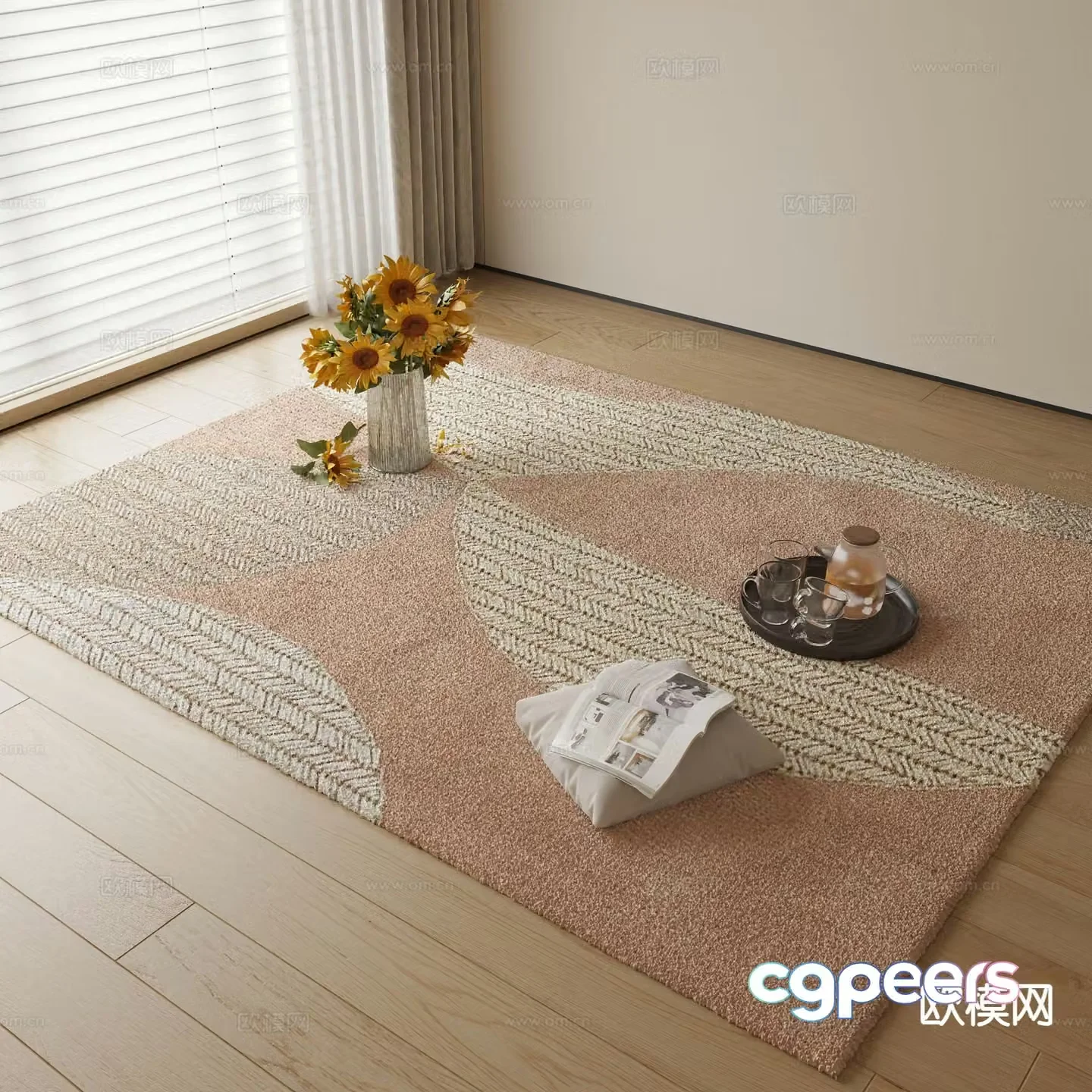 Modern carpet square rug 3d model