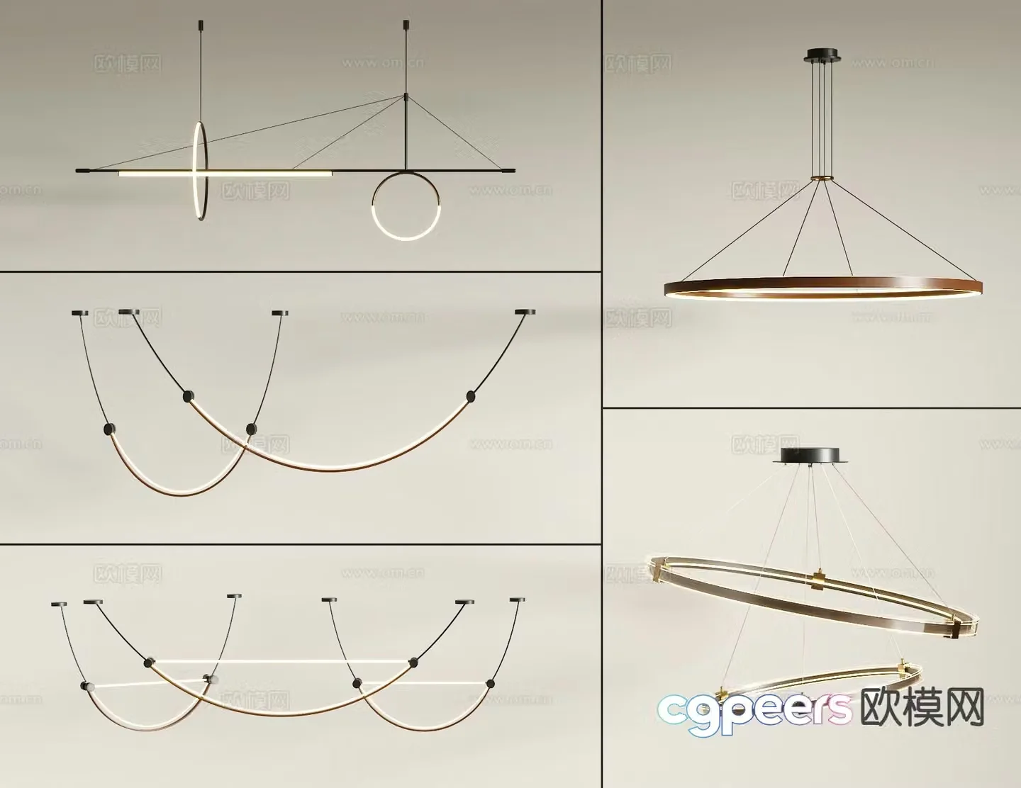 Modern metal chandelier 3d model