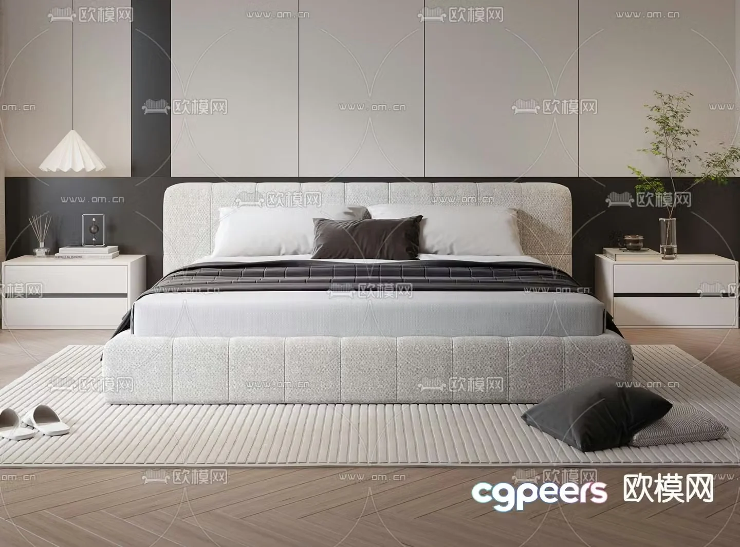 Modern double bed 3d model