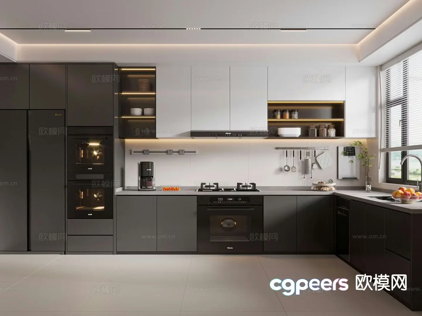 modern kitchen cabinet 3d model