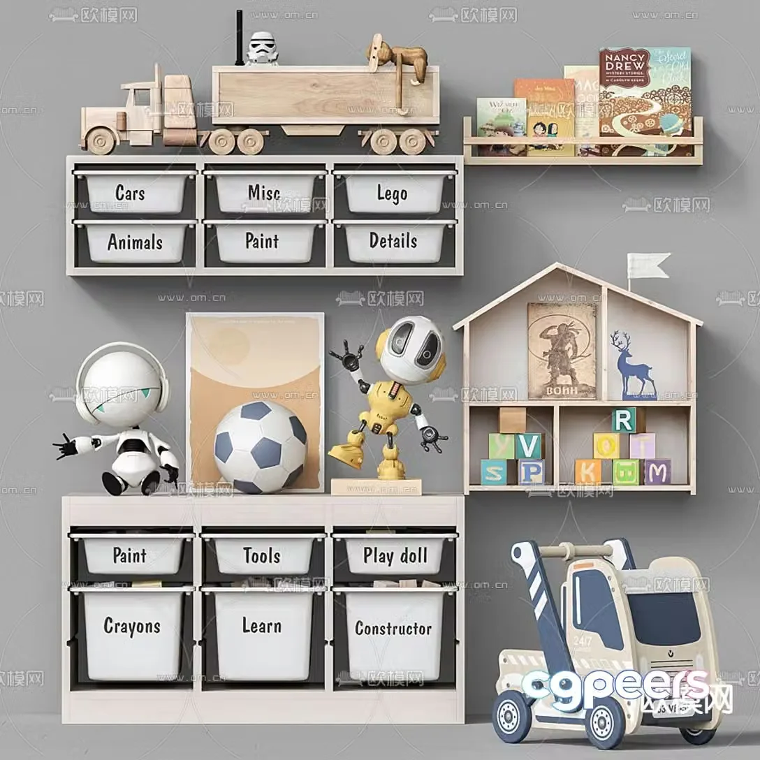 Modern children’s toy storage cabinet 3d model
