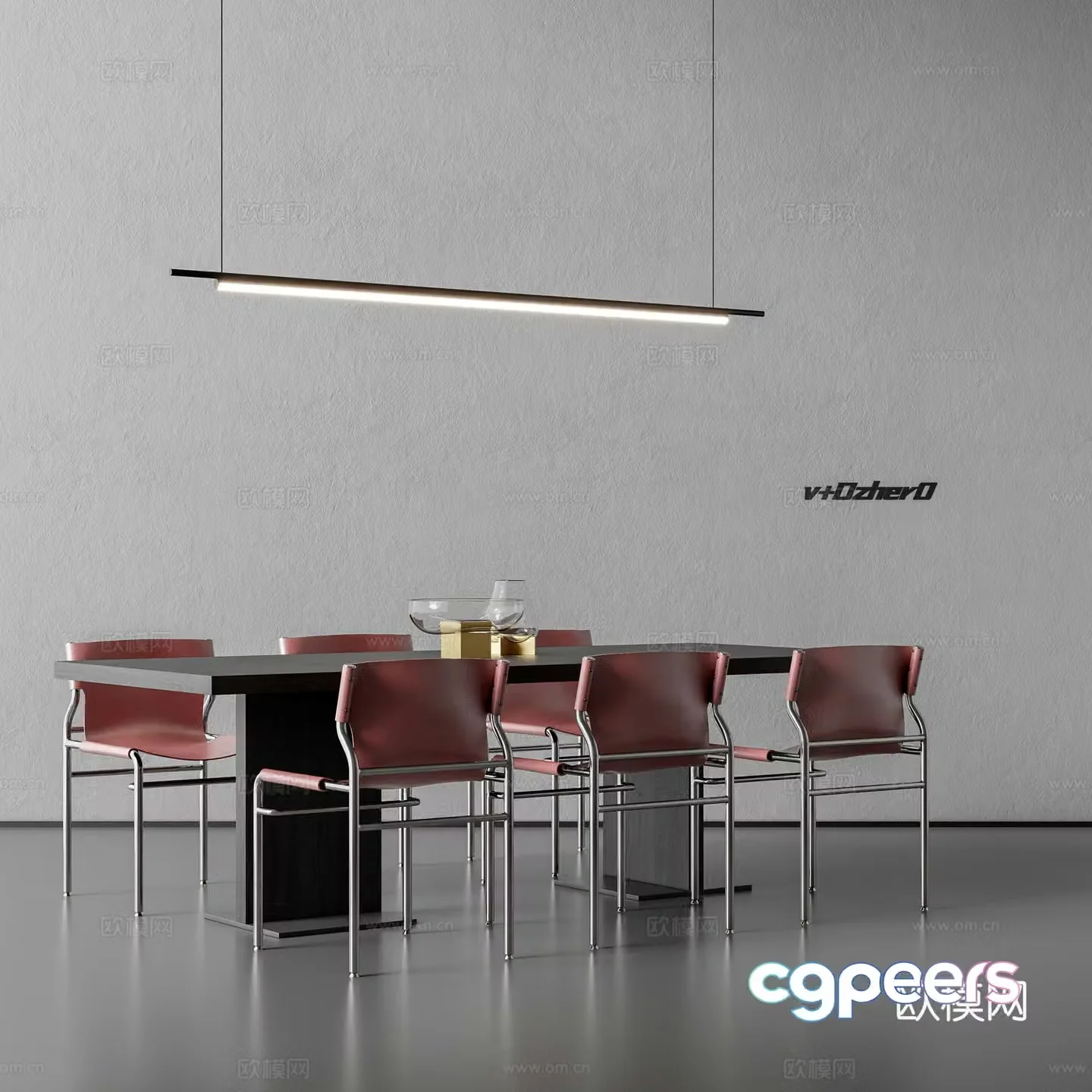 Modern dining table and chair 3d model