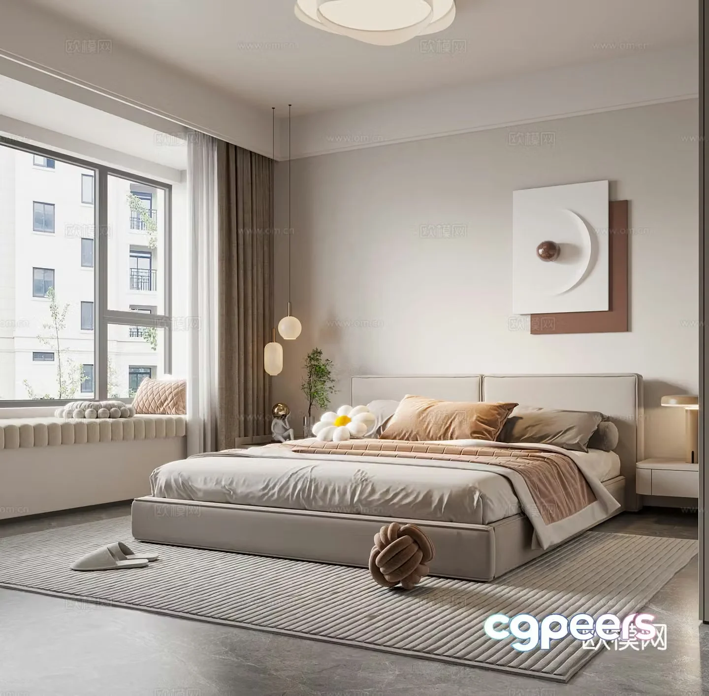 Cream style bedroom master bedroom 3d model