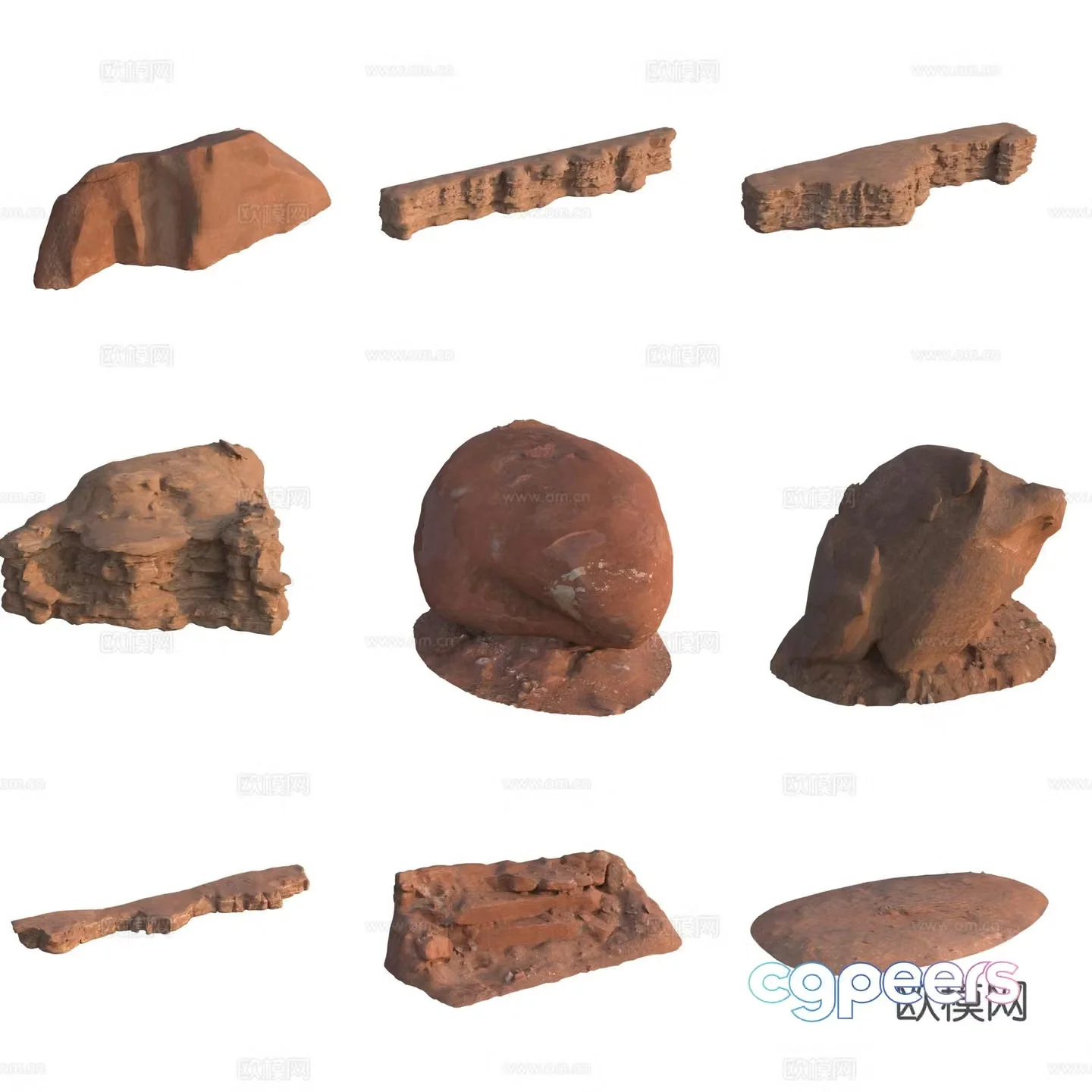 Sandstone large stone stone wall boulder 3D model