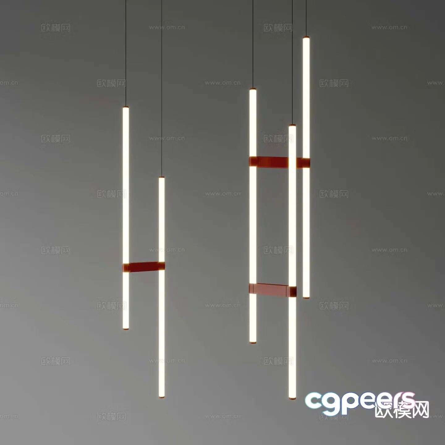 Modern long chandelier 3d model