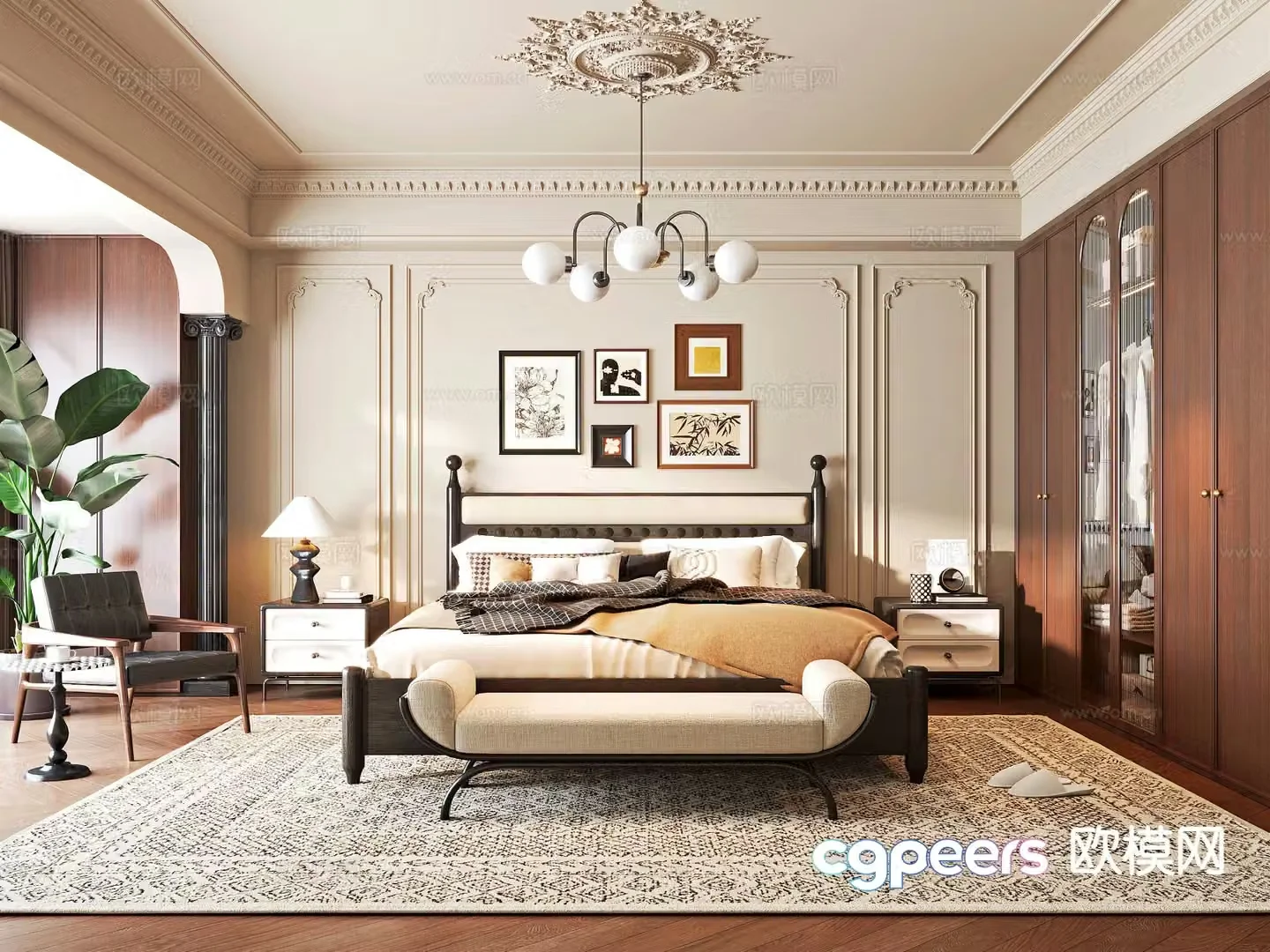 French bedroom master bedroom 3d model