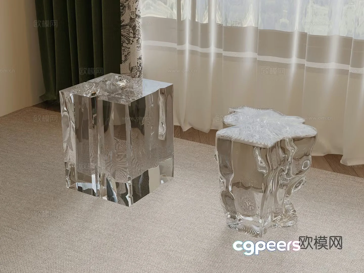 22 modern stool transparent stool low stool 3d model