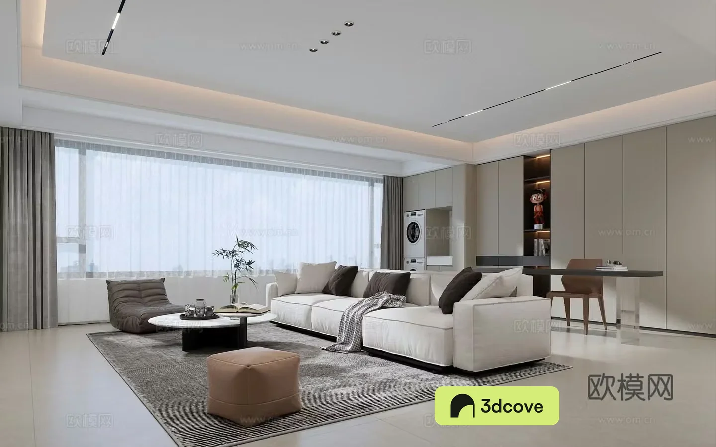 Modern living room fabric sofa big horizontal hall