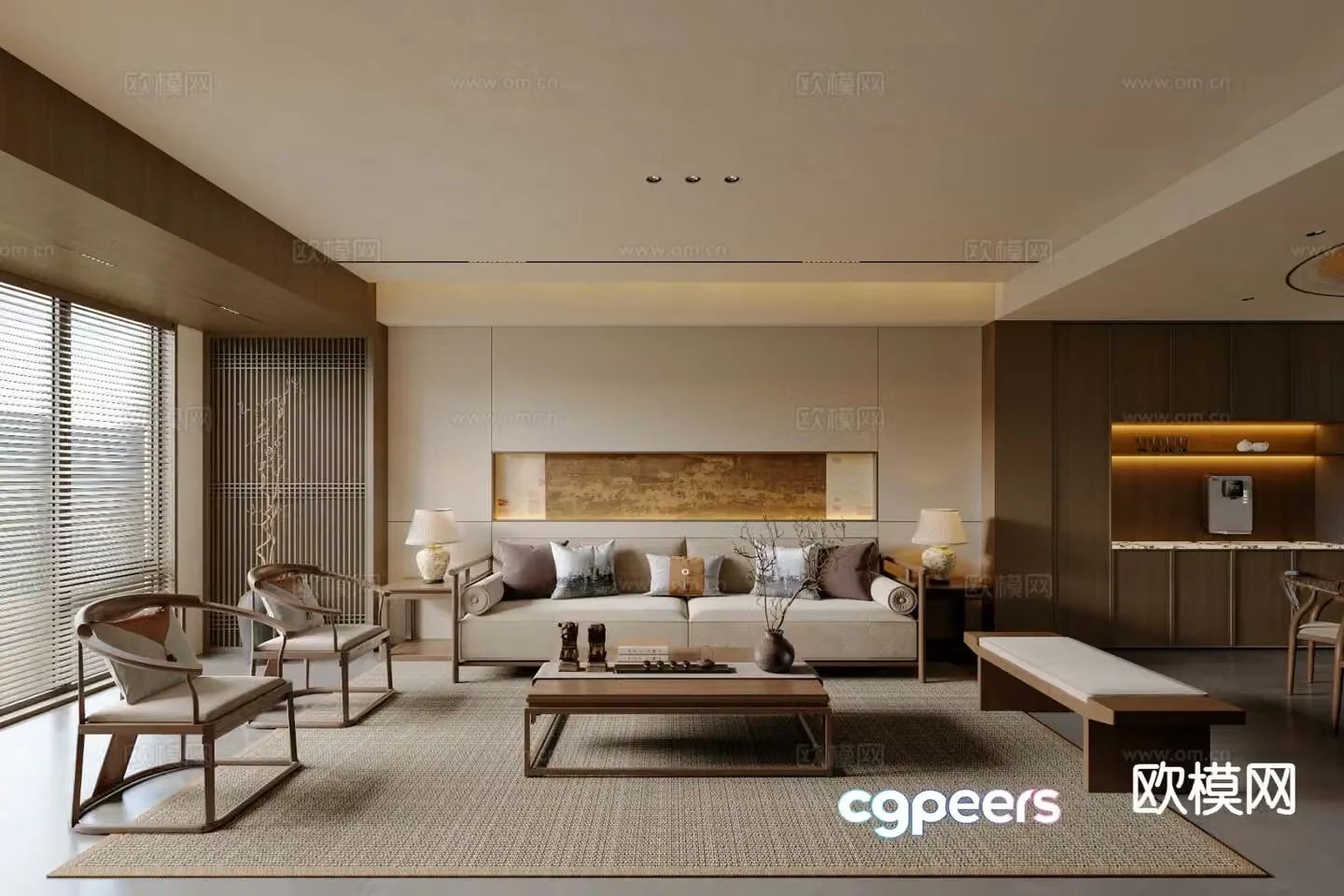 Song’s aesthetics New Chinese style living and dining room 3D model