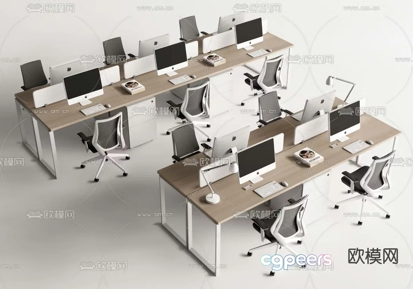 Desk employee desk card table work station 3D model