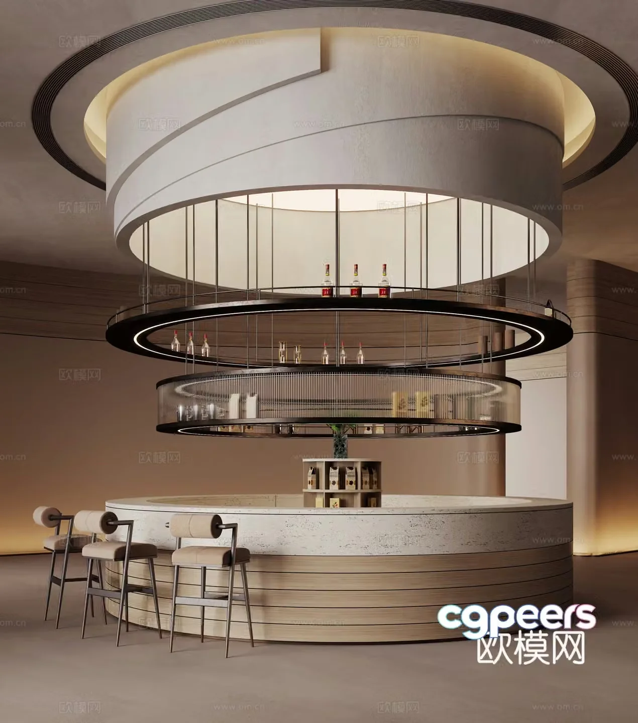 Modern sales office water bar coffee area 3d model