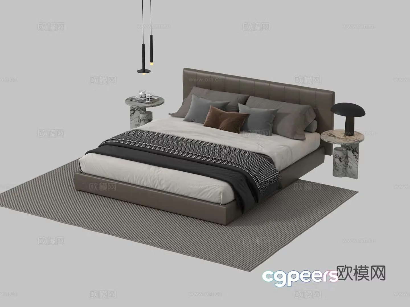 Italian double bed 3d model
