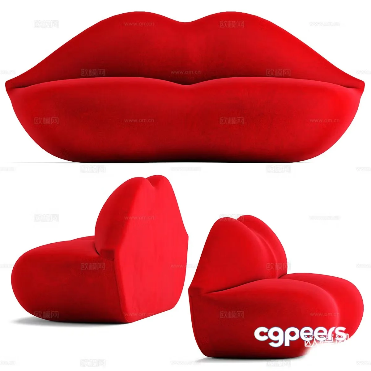 Modern Gufram bocca sofa 3d model