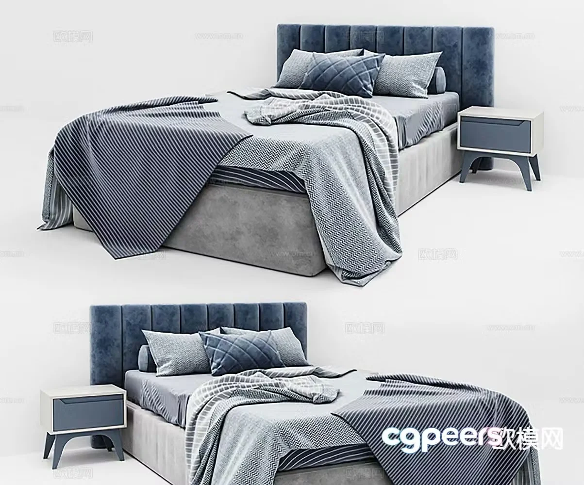 Modern double bed 3d model