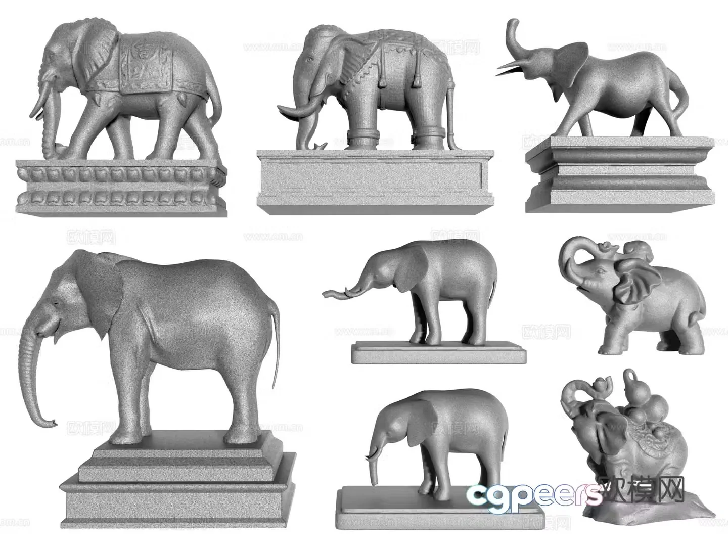 Chinese elephant stone sculpture stone elephant sculpture stone sculpture door pier animal sculpture 3d model