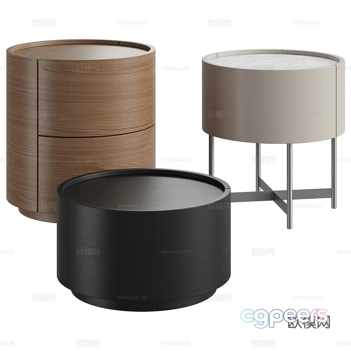 Modern Italian round bedside table 3d model
