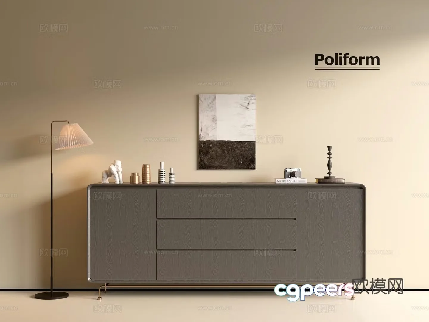 Modern wood grain cabinet ins wind minimalist wind cabinet whole cabinet sideboard balcony cabinet storage 3D model