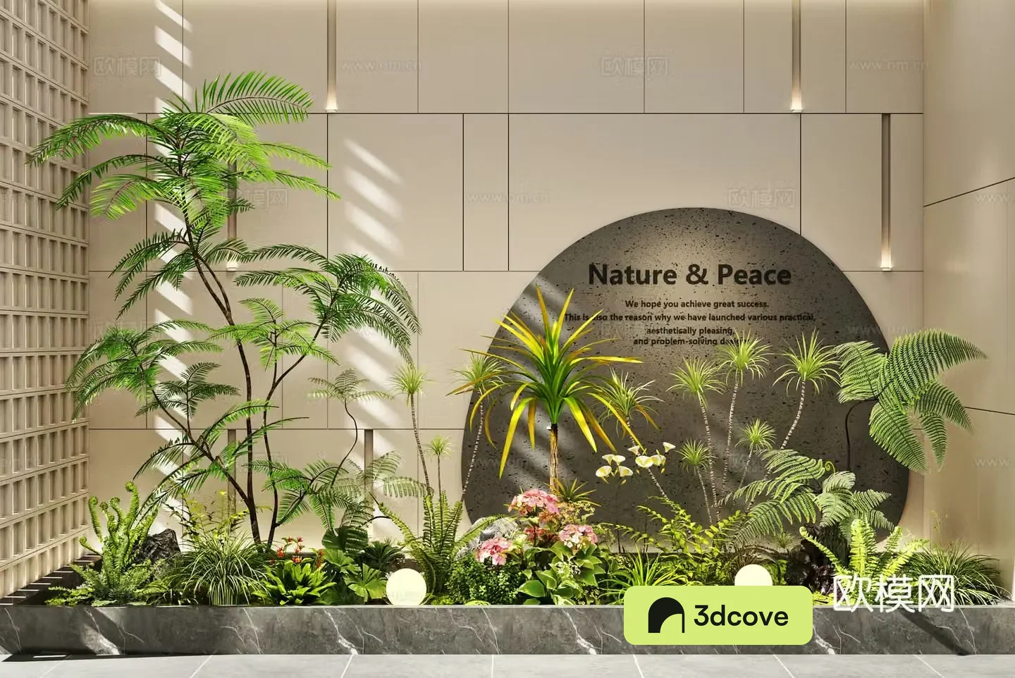 Modern interior landscape Garden landscape Plant pile Green plant combination Garden sketch