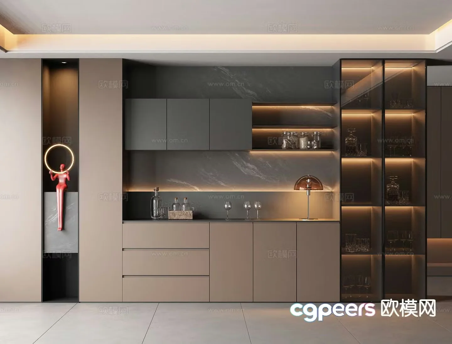 Italian wine cabinet sideboard 3d model