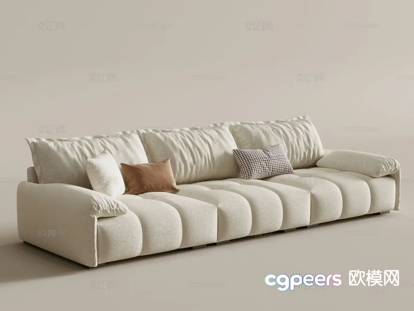 Cream style multi-person sofa 3D model