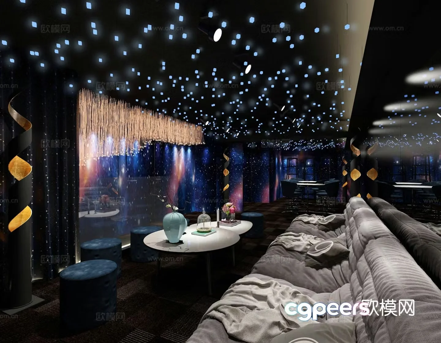 Modern starry sky restaurant and bar Internet celebrity restaurant 3D model
