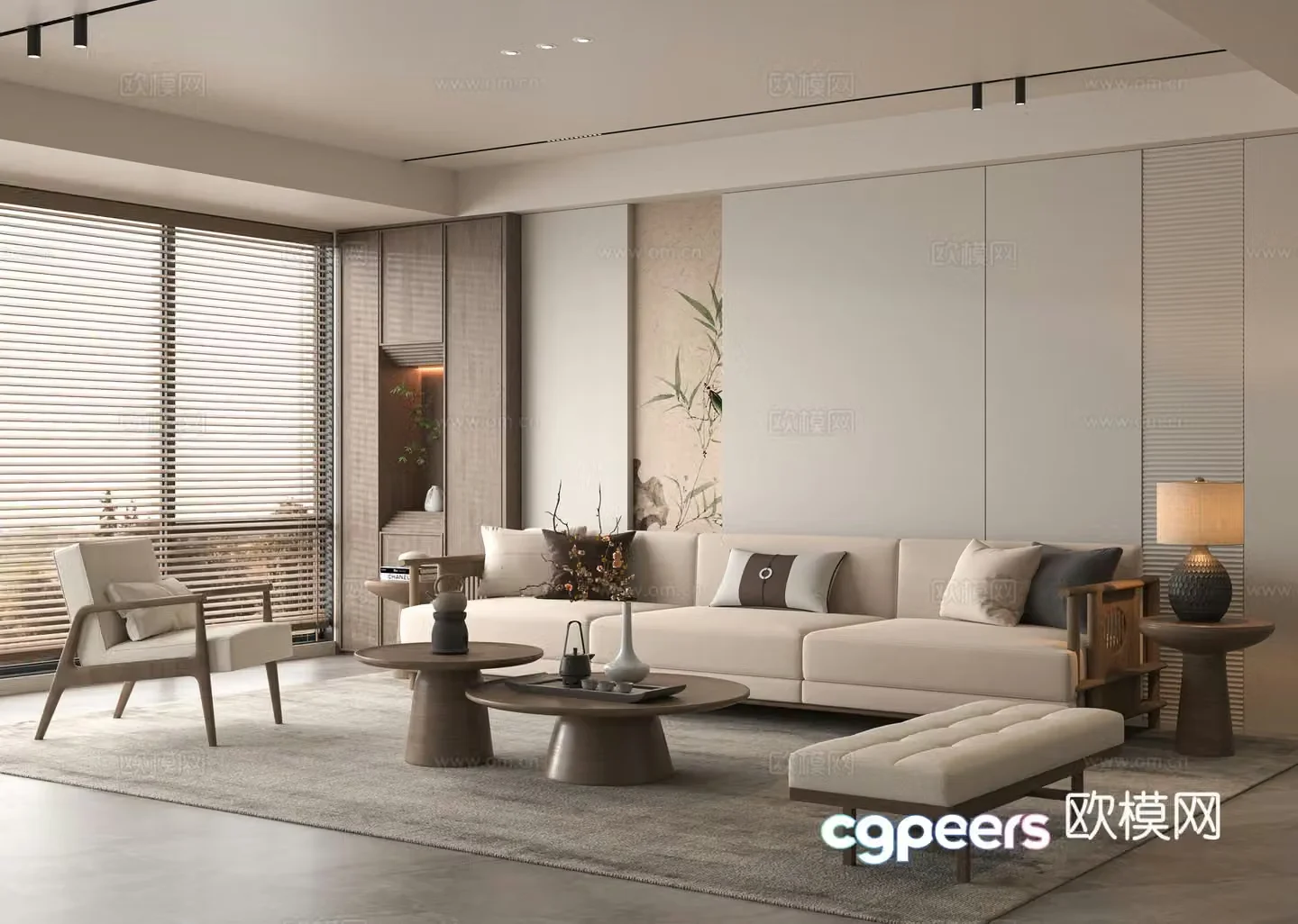 Middle-aged home living room 3D model