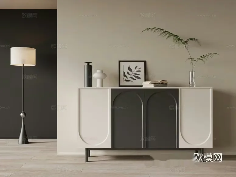 A White And Gray Sideboard 3D Model – 13597 – VRAY Render