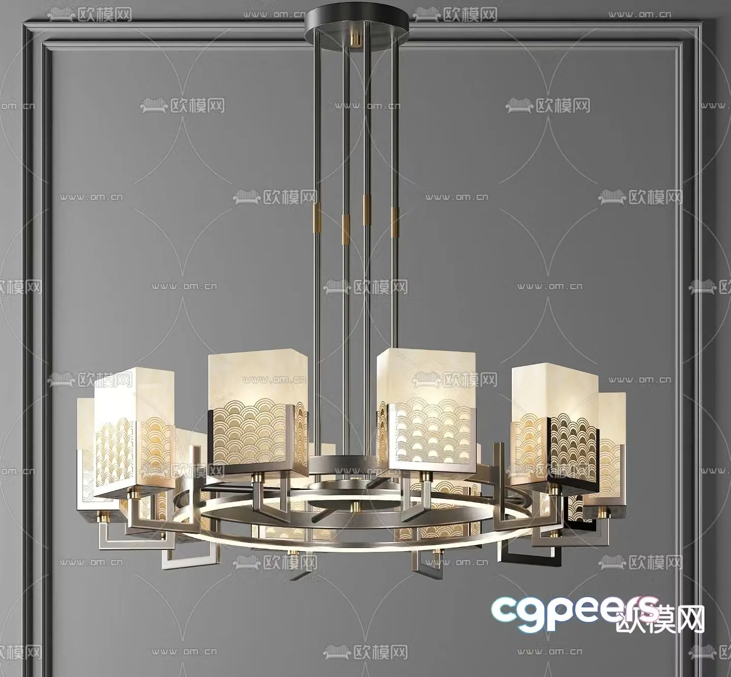 New Chinese style chandelier hall chandelier 3d model