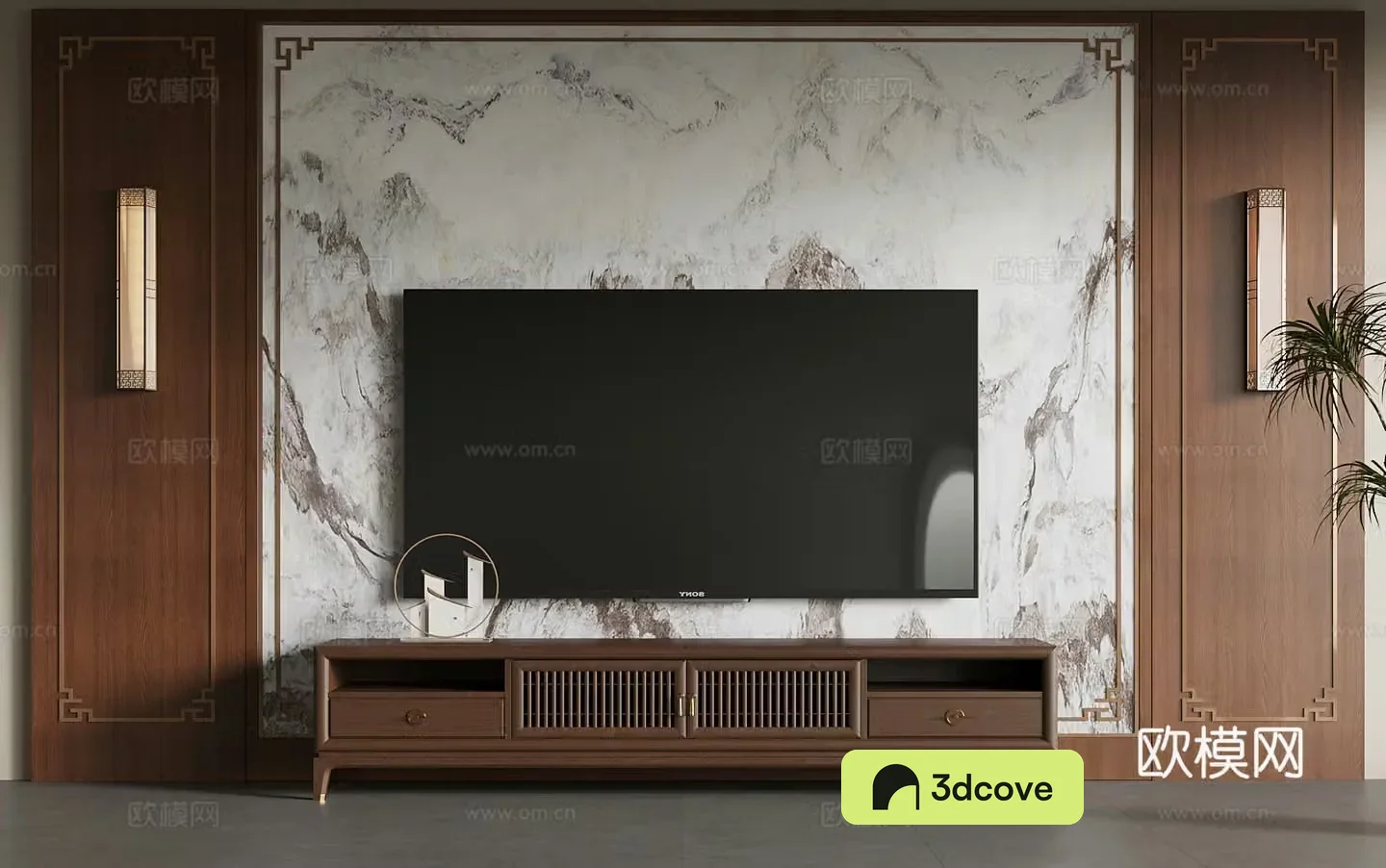 New Chinese TV background wall TV cabinet