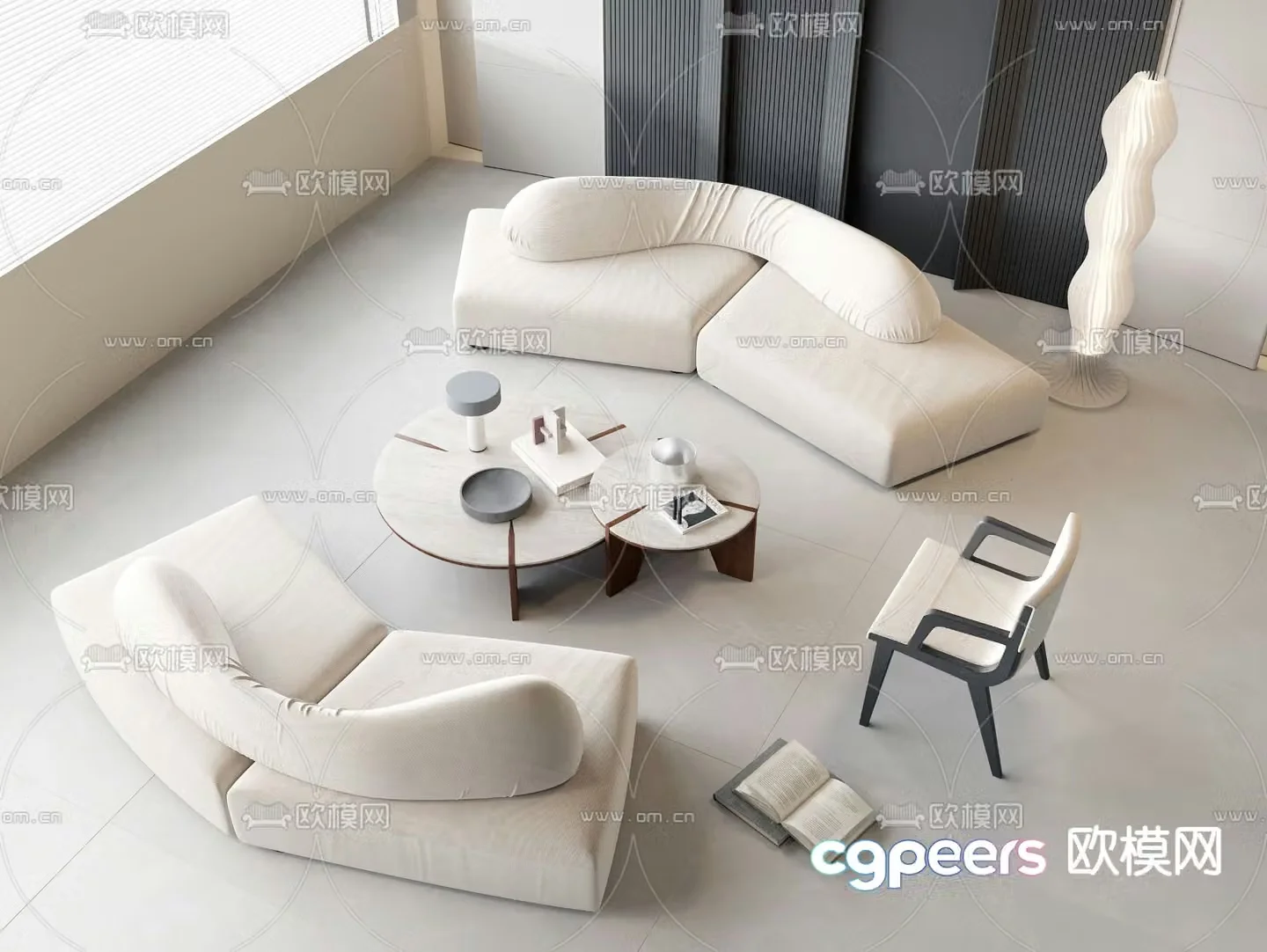 Modern modular sofa island sofa 3d model