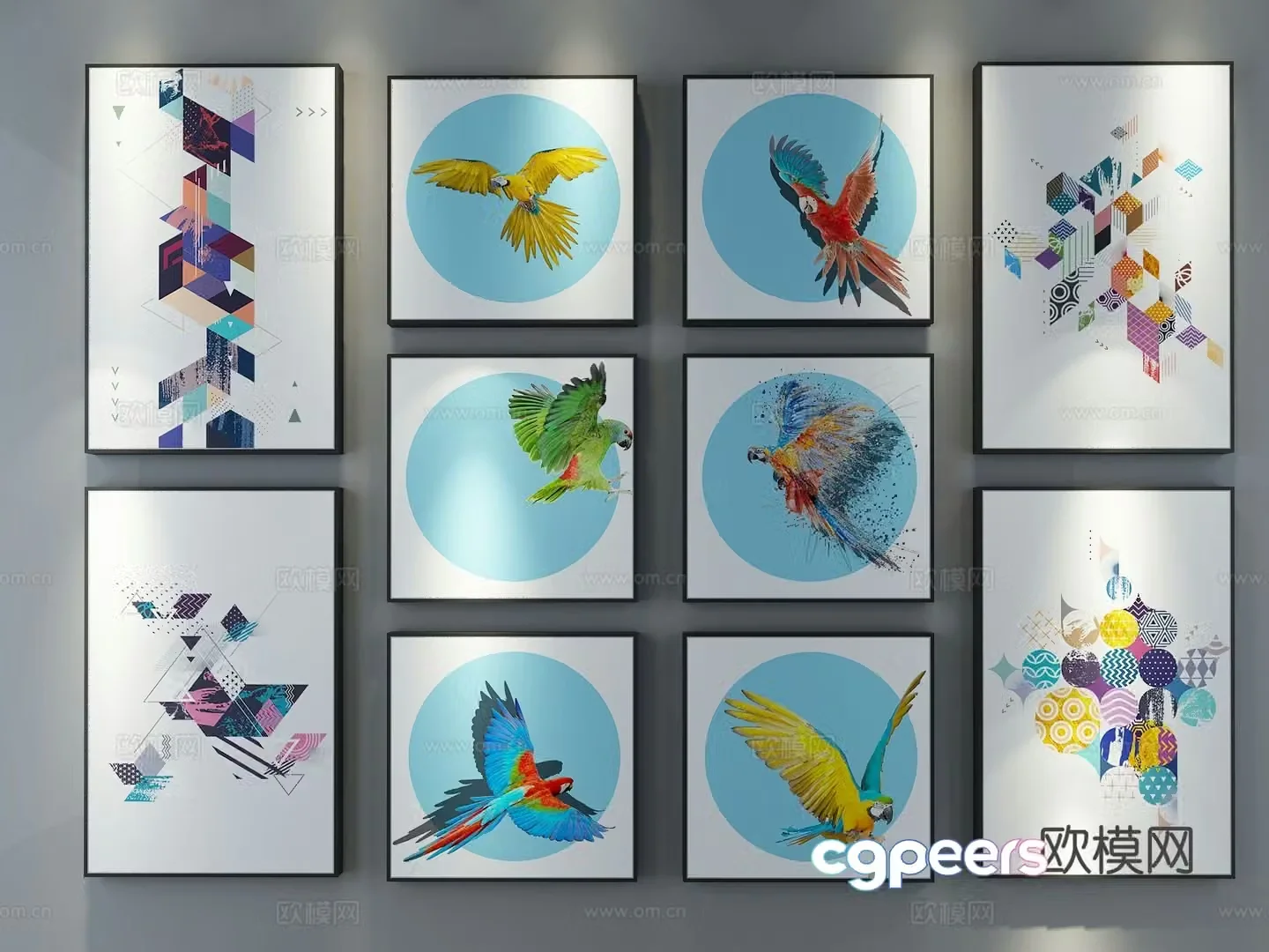 Modern minimalist painting flower and bird painting decorative painting 3D model
