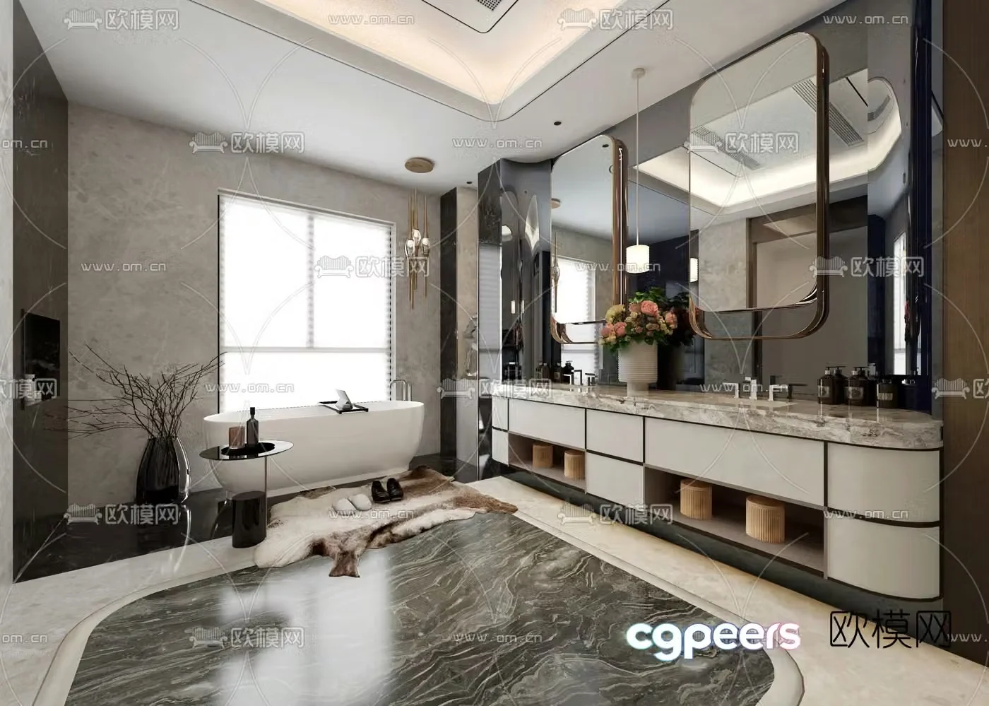 Matrix vertical and horizontal design modern light luxury toilet bathroom 3D model