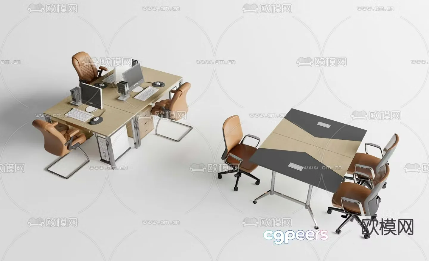 Card space desk workstation 3D model