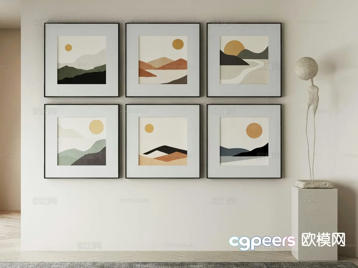 Modern art painting texture painting decorative painting 3d model
