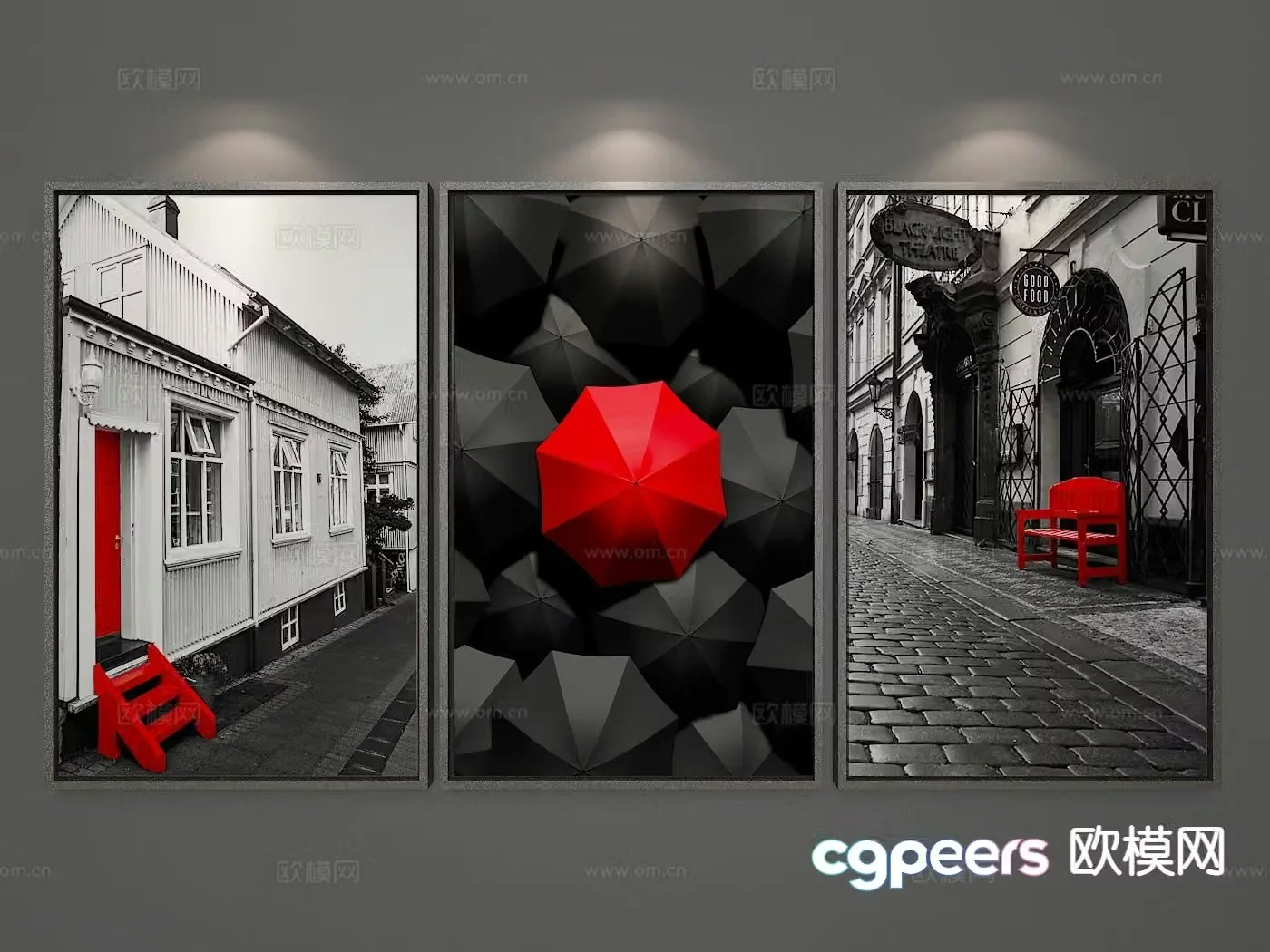 Nordic black and white painting decorative painting 3d model