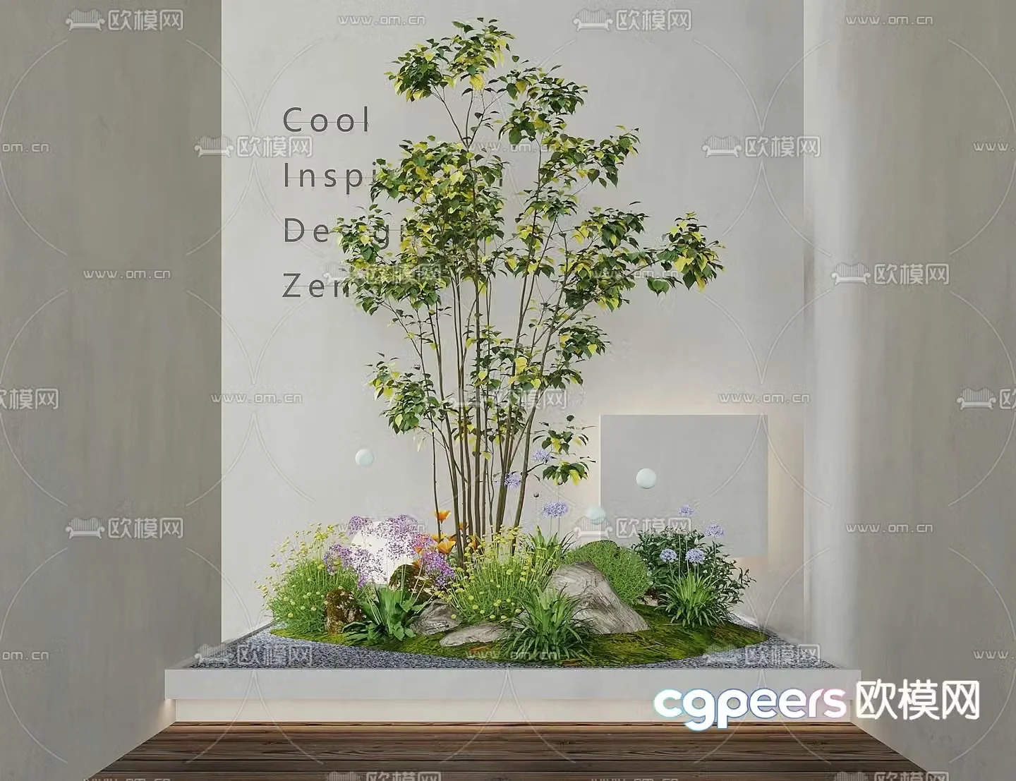 Indoor landscaping plant pile 3d model