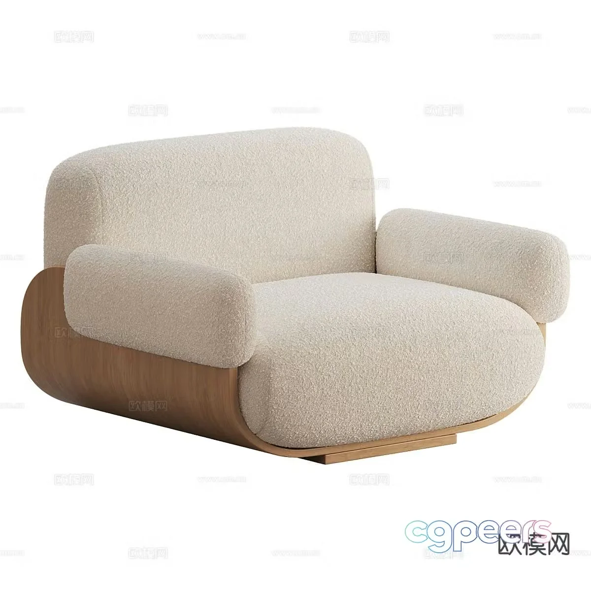 Cream style single sofa 3d model