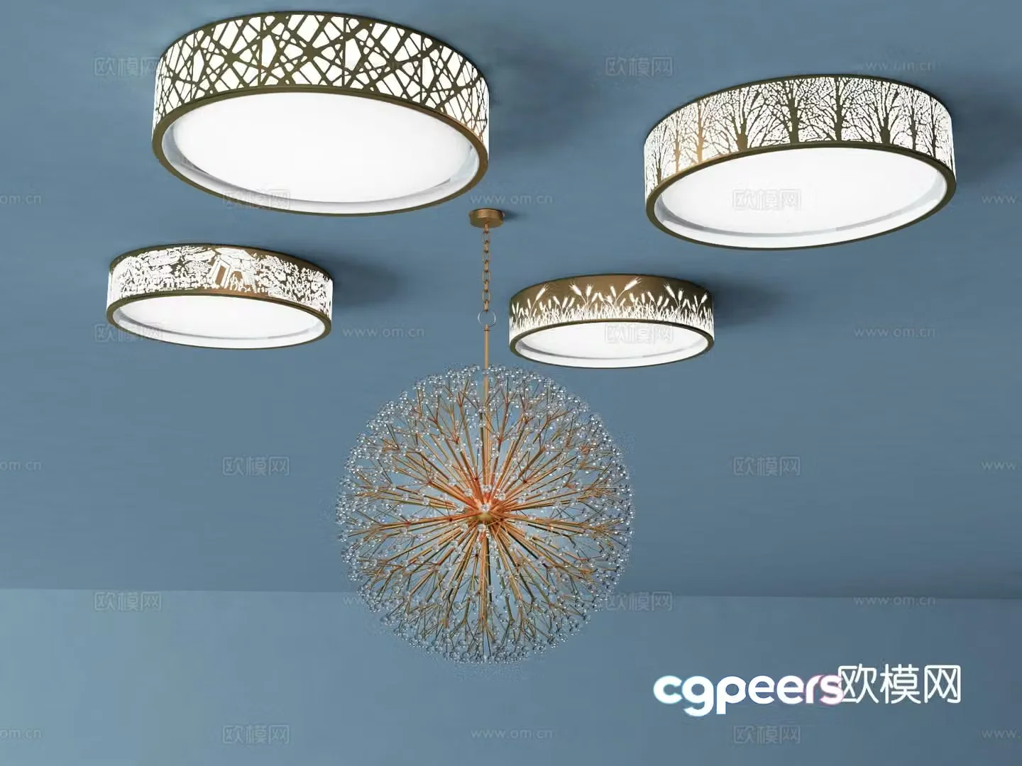 New Chinese style ceiling lamp chandelier 3d model