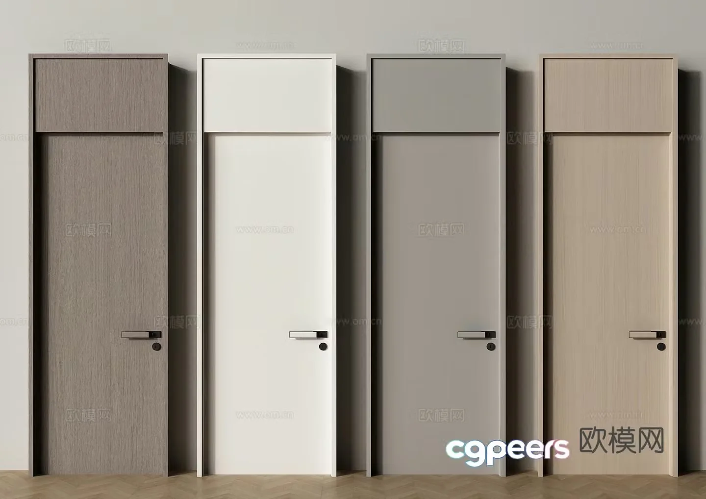 Modern bedroom door single door through top door 3d model