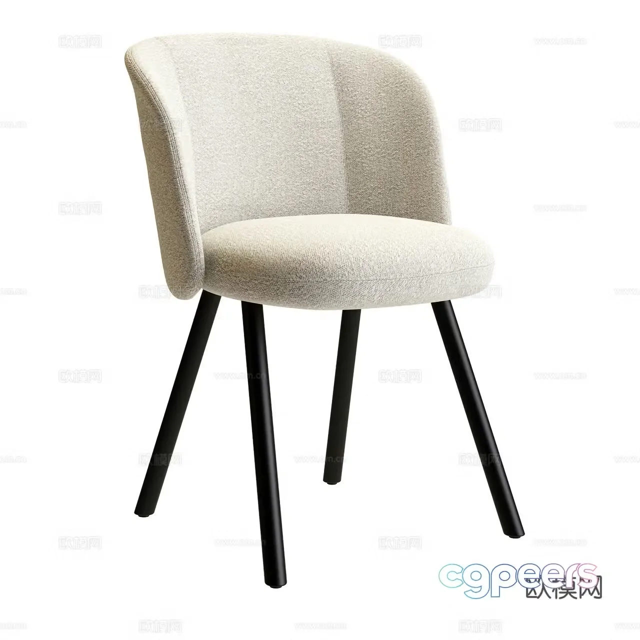 Vitra modern dining chair fabric dining chair simple single chair dining chair cloth chair 3d model